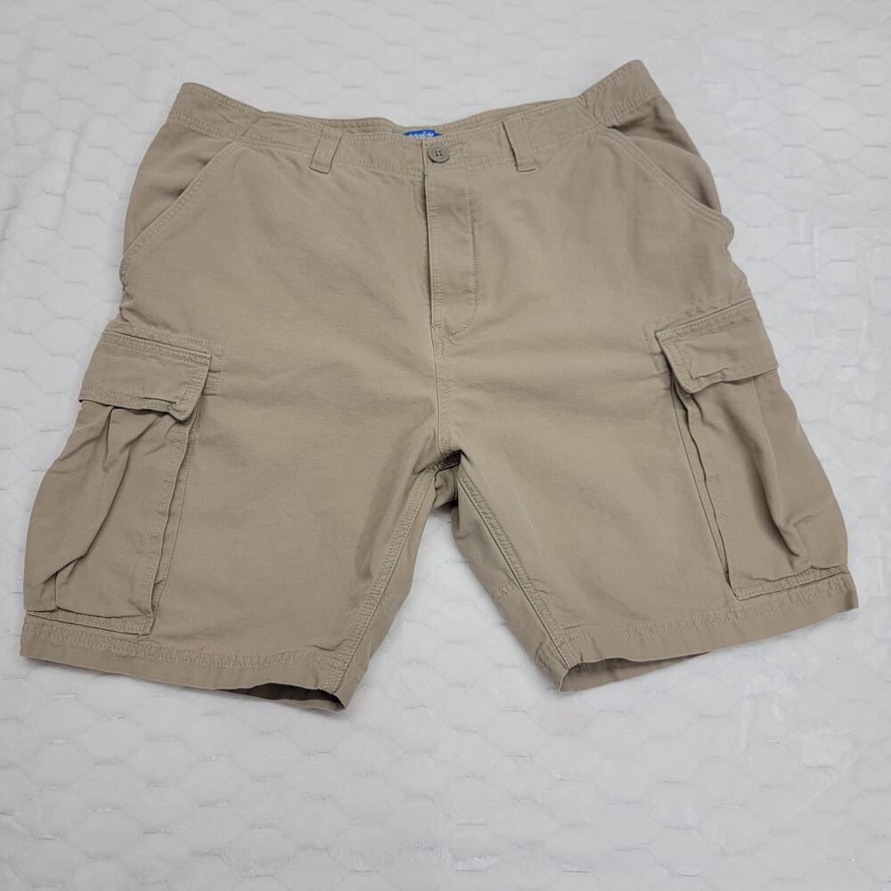 Adidas Originals Mens 36 Khaki Tan Utility Cargo Shorts Button Fly Trefoil